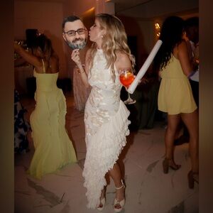 ROTATE Bridal floral-appliqué maxi dress - size 4